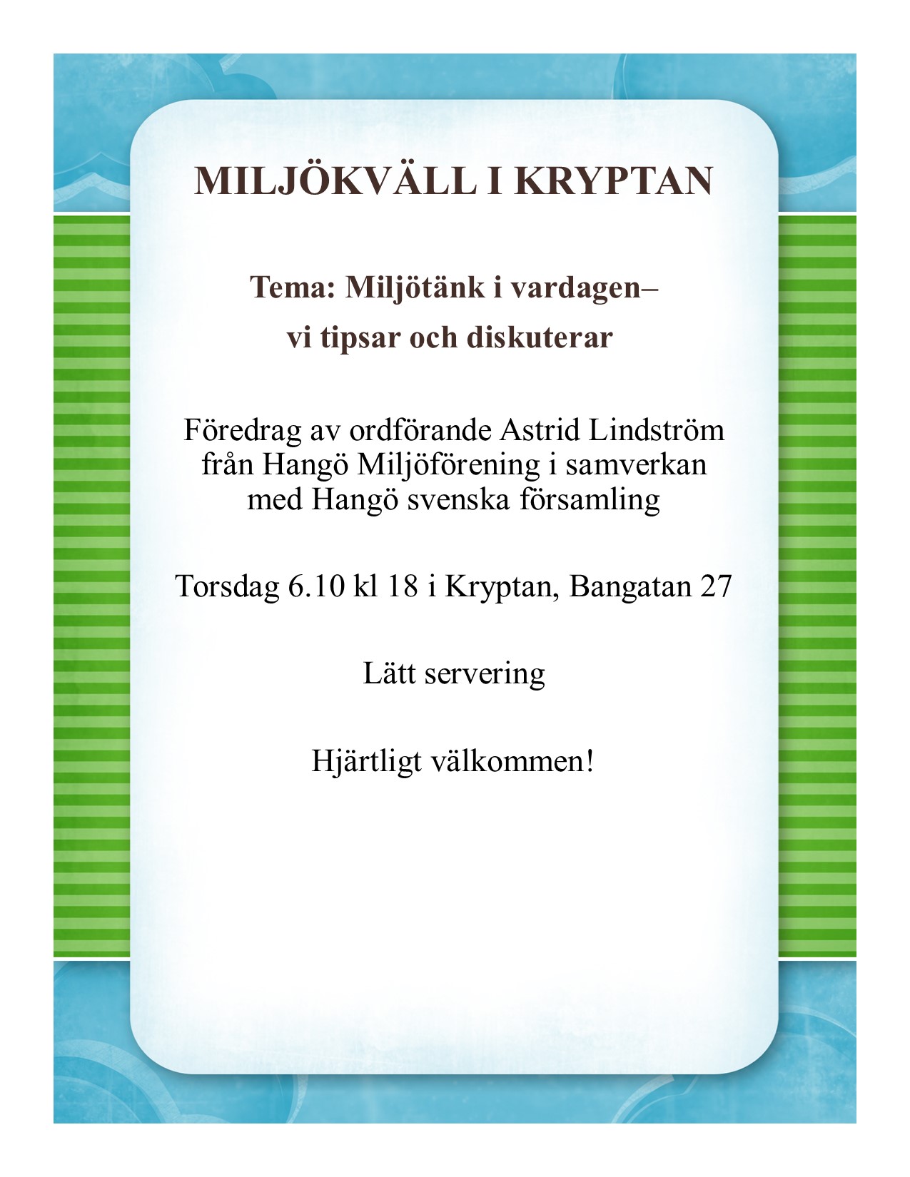 MILJÖTÄNK I VARDAGEN